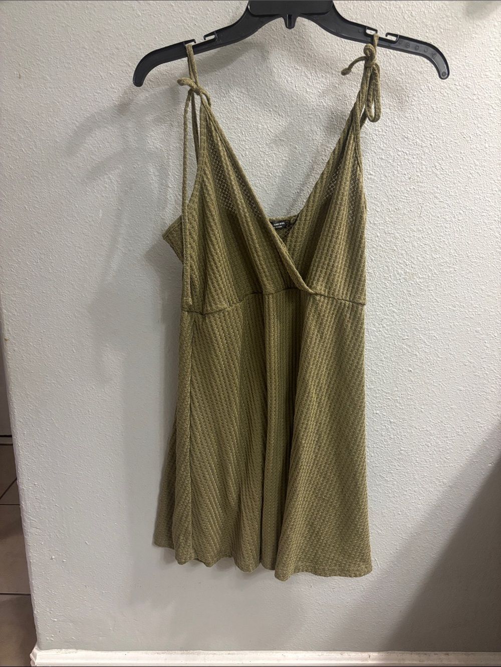 SHEIN Olive Green Tie-Strap Mini Dress
